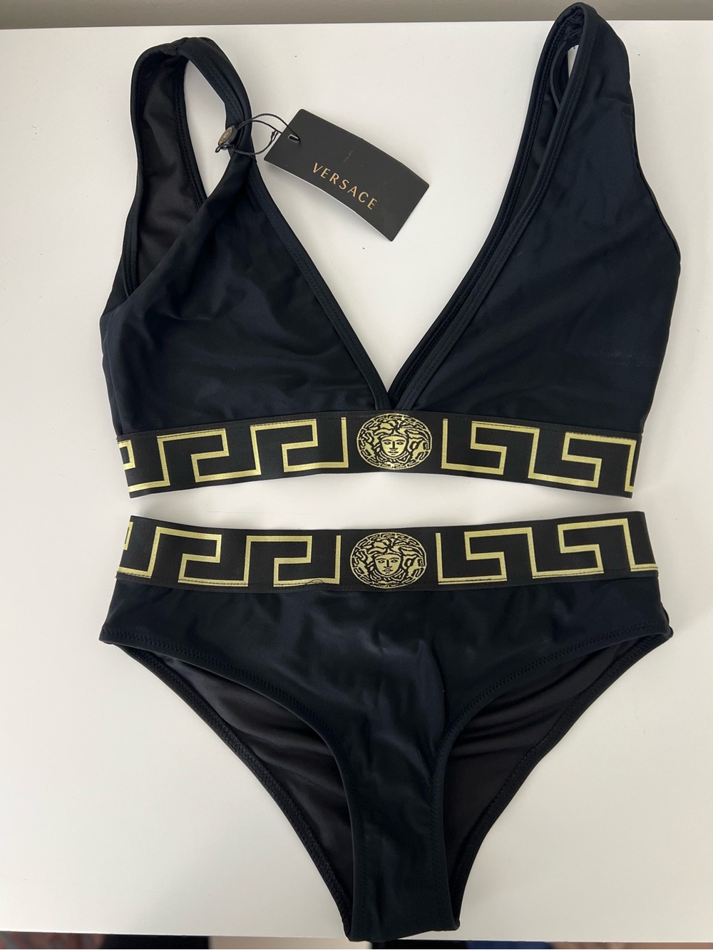 Versace Black and Gold Medusa Two-Piece Bikini